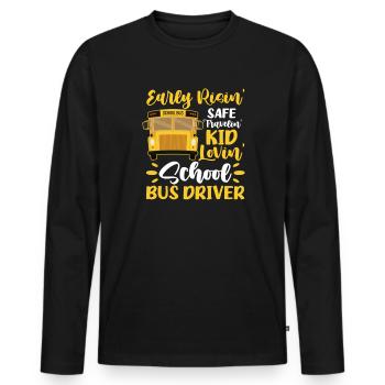 Chauffeur de bus Chauffeur de bus Bus Schuhlbus Cadeau - T-shirt manches longues Premium bio Homme - noir - Devant - Nico (187cm)