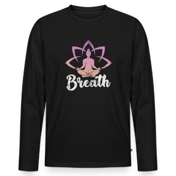 Meditation - Men's Premium Organic Long Sleeve Shirt - black - Front - Nico (187cm)