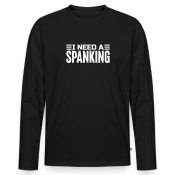 Sadomaso BDSM Femdom SM Sado Maso Cadeau - T-shirt manches longues Premium bio Homme - noir - Devant - Nico (187cm)