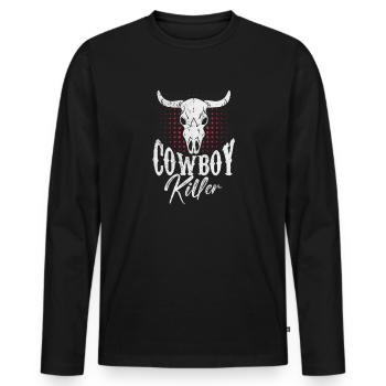 Cow-boy - T-shirt manches longues Premium bio Homme - noir - Devant - Nico (187cm)