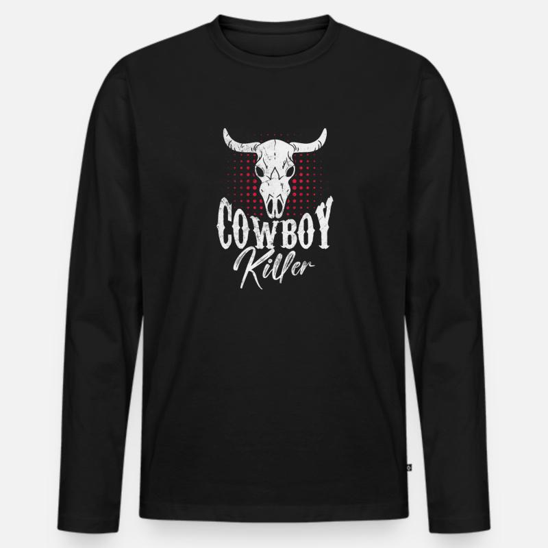 Cowboy - Männer Premium Bio Langarmshirt - Schwarz