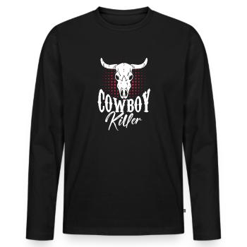 Cowboy Cowboy Boots Western Gift - Men's Premium Organic Long Sleeve Shirt - black - Front - Nico (187cm)