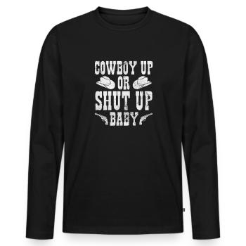 Cowboy - Männer Premium Bio Langarmshirt - Schwarz - Vorne - Nico (187cm)