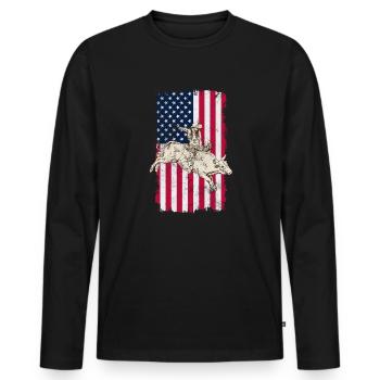 Cow-boy - T-shirt manches longues Premium bio Homme - noir - Devant - Nico (187cm)