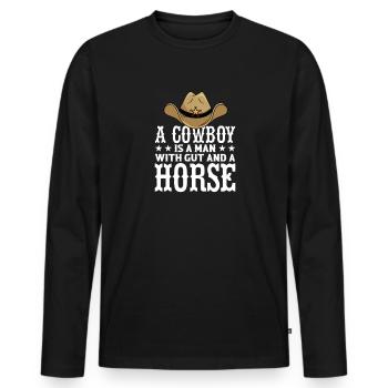 Cowboy Cowboy Boots Western Gift - Men's Premium Organic Long Sleeve Shirt - black - Front - Nico (187cm)