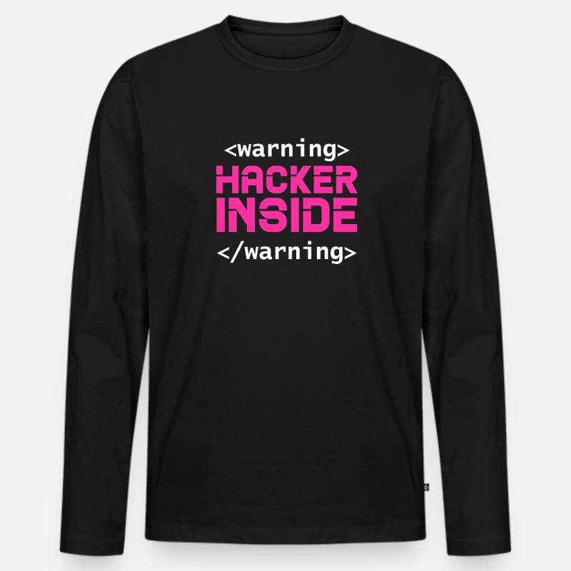 Hacker Coder Computer Hacking Gift - Men's Premium Organic Long Sleeve Shirt - black