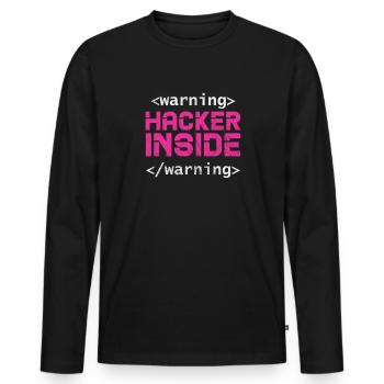 Hacker - Männer Premium Bio Langarmshirt - Schwarz - Vorne - Nico (187cm)