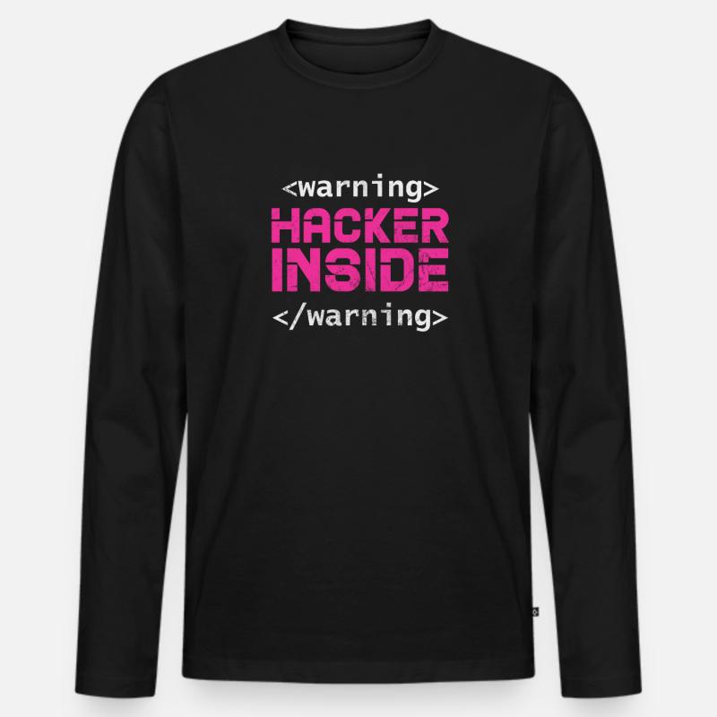 Hacker - Männer Premium Bio Langarmshirt - Schwarz