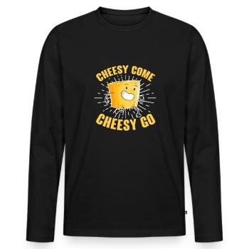 Gâteau au fromage Cheesecake Cadeau alimentaire - T-shirt manches longues Premium bio Homme - noir - Devant - Nico (187cm)