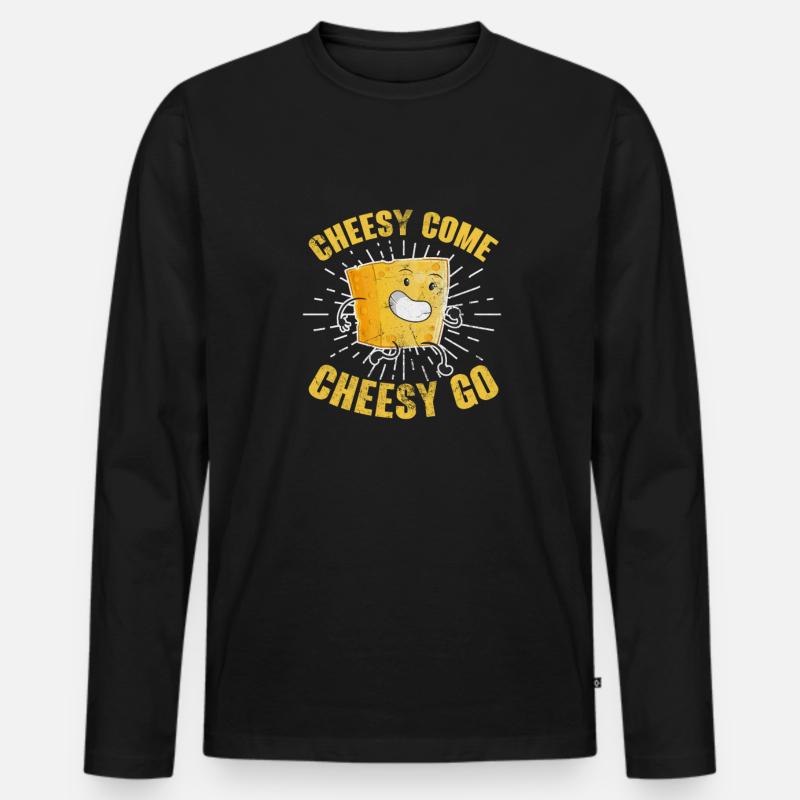 Käse - Männer Premium Bio Langarmshirt - Schwarz
