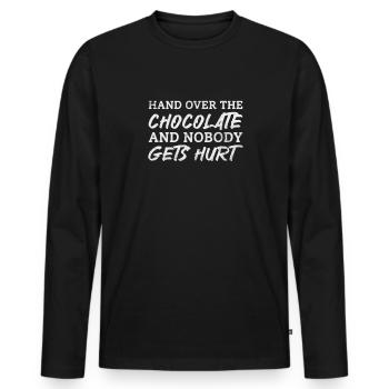 Chocolat - T-shirt manches longues Premium bio Homme - noir - Devant - Nico (187cm)