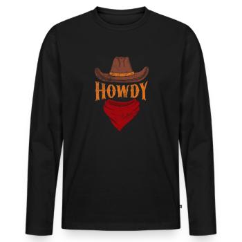 Cowboy - Männer Premium Bio Langarmshirt - Schwarz - Vorne - Nico (187cm)