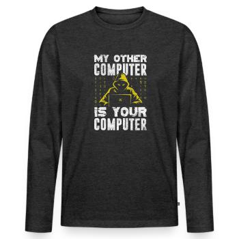 Hacker - Männer Premium Bio Langarmshirt - Anthrazit meliert - Vorne - Nico (187cm)
