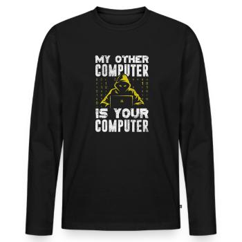 Hacker - Männer Premium Bio Langarmshirt - Schwarz - Vorne - Nico (187cm)