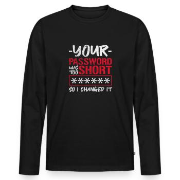 Hacker - Männer Premium Bio Langarmshirt - Schwarz - Vorne - Nico (187cm)