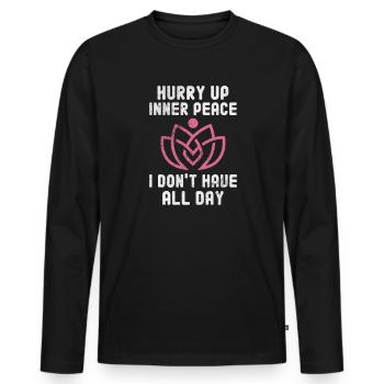 Meditation - Men's Premium Organic Long Sleeve Shirt - black - Front - Nico (187cm)