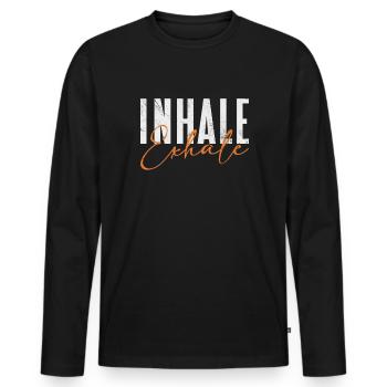Meditation - Men's Premium Organic Long Sleeve Shirt - black - Front - Nico (187cm)