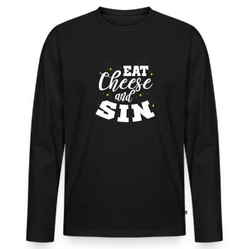 Gâteau au fromage Cheesecake Cadeau alimentaire - T-shirt manches longues Premium bio Homme - noir - Devant - Nico (187cm)