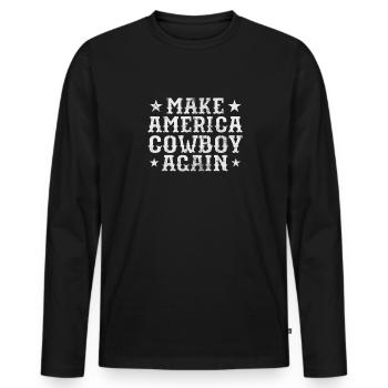 Cow-boy - T-shirt manches longues Premium bio Homme - noir - Devant - Nico (187cm)