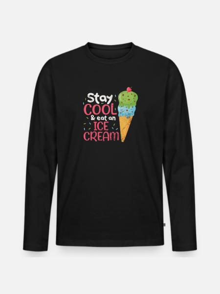 Eiscreme - Männer Premium Bio Langarmshirt - Schwarz