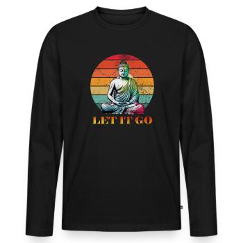 Meditation - Men's Premium Organic Long Sleeve Shirt - black - Front - Nico (187cm)