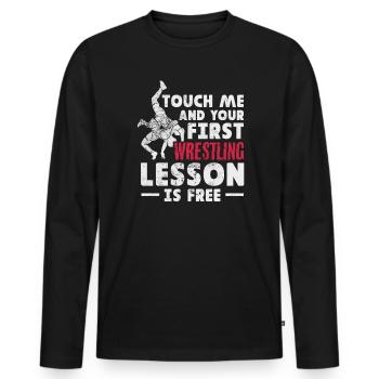 Wrestling - Männer Premium Bio Langarmshirt - Schwarz - Vorne - Nico (187cm)