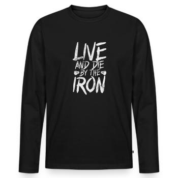Bodybuilder - Männer Premium Bio Langarmshirt - Schwarz - Vorne - Nico (187cm)