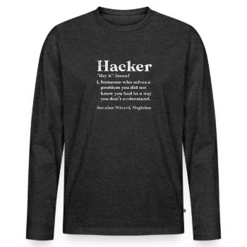 Hacker - Männer Premium Bio Langarmshirt - Anthrazit meliert - Vorne - Nico (187cm)