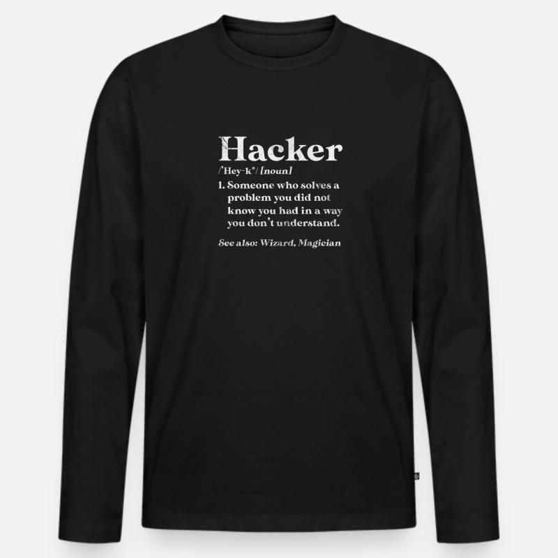 Hacker - Männer Premium Bio Langarmshirt - Schwarz