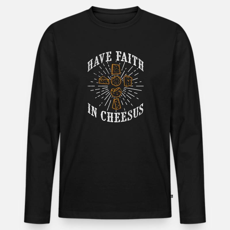 Käse - Männer Premium Bio Langarmshirt - Schwarz
