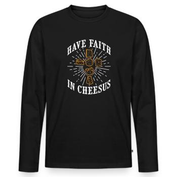Gâteau au fromage Cheesecake Cadeau alimentaire - T-shirt manches longues Premium bio Homme - noir - Devant - Nico (187cm)