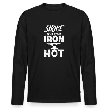 Blacksmith Schiede Anvil Cutler Gift - Men's Premium Organic Long Sleeve Shirt - black - Front - Nico (187cm)