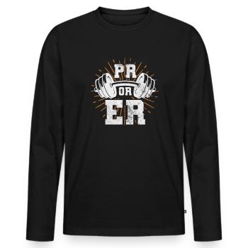 Bodybuilder - Männer Premium Bio Langarmshirt - Schwarz - Vorne - Nico (187cm)