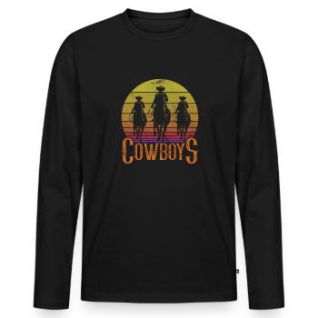 Cowboy - Männer Premium Bio Langarmshirt - Schwarz - Vorne - Nico (187cm)