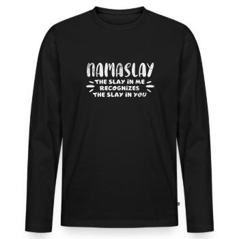 Meditation - Men's Premium Organic Long Sleeve Shirt - black - Front - Nico (187cm)