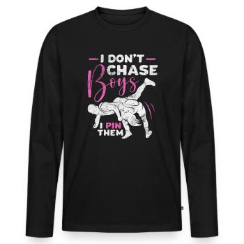 Wrestling - Männer Premium Bio Langarmshirt - Schwarz - Vorne - Nico (187cm)