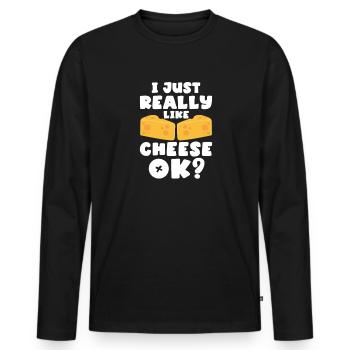 Gâteau au fromage Cheesecake Cadeau alimentaire - T-shirt manches longues Premium bio Homme - noir - Devant - Nico (187cm)