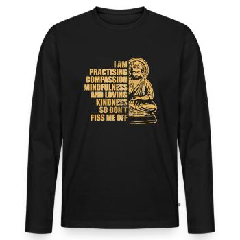 Meditation - Men's Premium Organic Long Sleeve Shirt - black - Front - Nico (187cm)