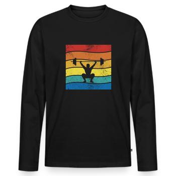 Bodybuilder - Männer Premium Bio Langarmshirt - Schwarz - Vorne - Nico (187cm)