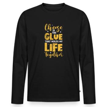 Fromage - T-shirt manches longues Premium bio Homme - noir - Devant - Nico (187cm)