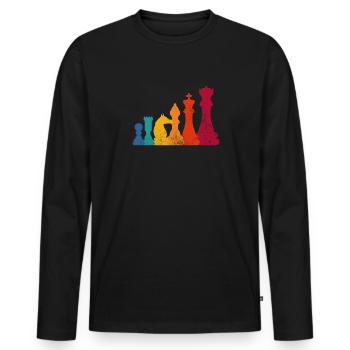 Schach - Männer Premium Bio Langarmshirt - Schwarz - Vorne - Nico (187cm)