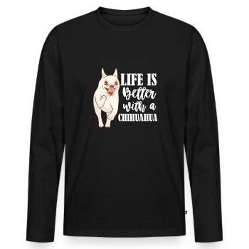 Chihuahua Hund Hundeschule Hundehalter Geschenk - Männer Premium Bio Langarmshirt - Schwarz - Vorne - Nico (187cm)