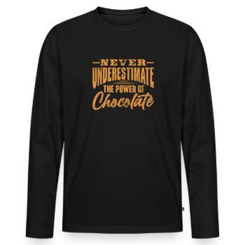 Chocolat - T-shirt manches longues Premium bio Homme - noir - Devant - Nico (187cm)