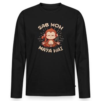 Meditation - Men's Premium Organic Long Sleeve Shirt - black - Front - Nico (187cm)