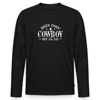 Cowboy Cowboy Boots Western Gift - Men's Premium Organic Long Sleeve Shirt - black - Front - Nico (187cm)