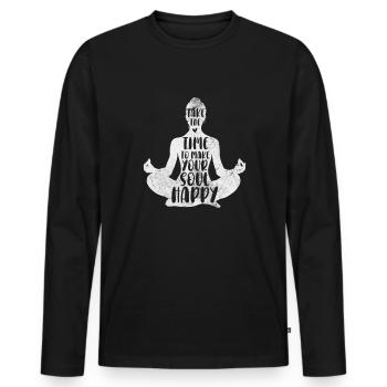 Meditation - Men's Premium Organic Long Sleeve Shirt - black - Front - Nico (187cm)