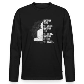 Meditation - Men's Premium Organic Long Sleeve Shirt - black - Front - Nico (187cm)