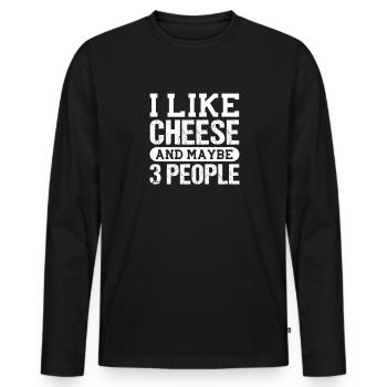 Gâteau au fromage Cheesecake Cadeau alimentaire - T-shirt manches longues Premium bio Homme - noir - Devant - Nico (187cm)