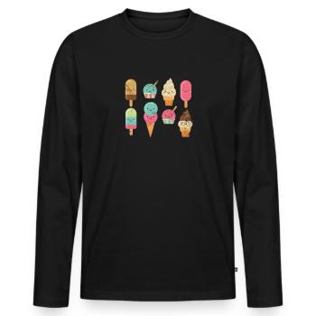 Eiscreme - Männer Premium Bio Langarmshirt - Schwarz - Vorne - Nico (187cm)