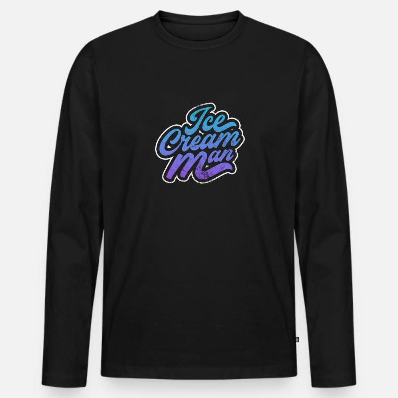 Eiscreme - Männer Premium Bio Langarmshirt - Schwarz
